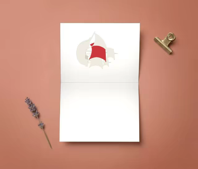 Folded Greeting Card Mockup on Terracotta