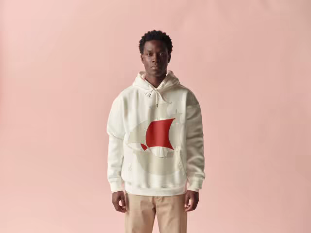 Cream Hoodie Mockup on a Pink Studio Backdrop