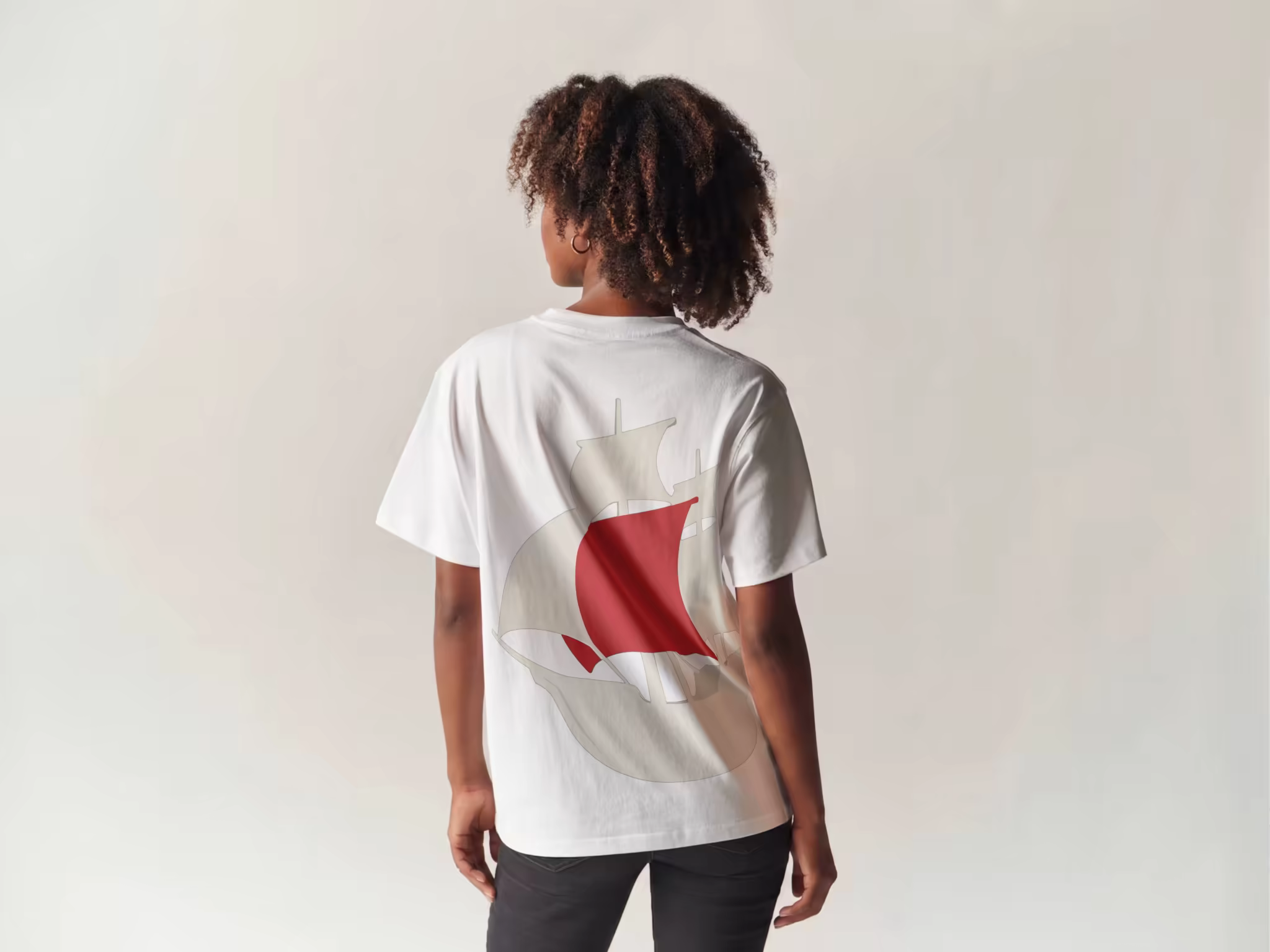 White Tee Mockup Worn in a Bright Studio