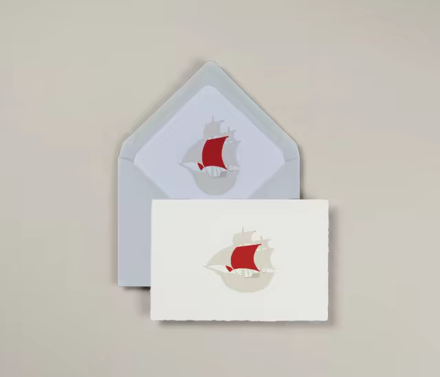 Deckle Edge Card Mockup With a Blue Envelope