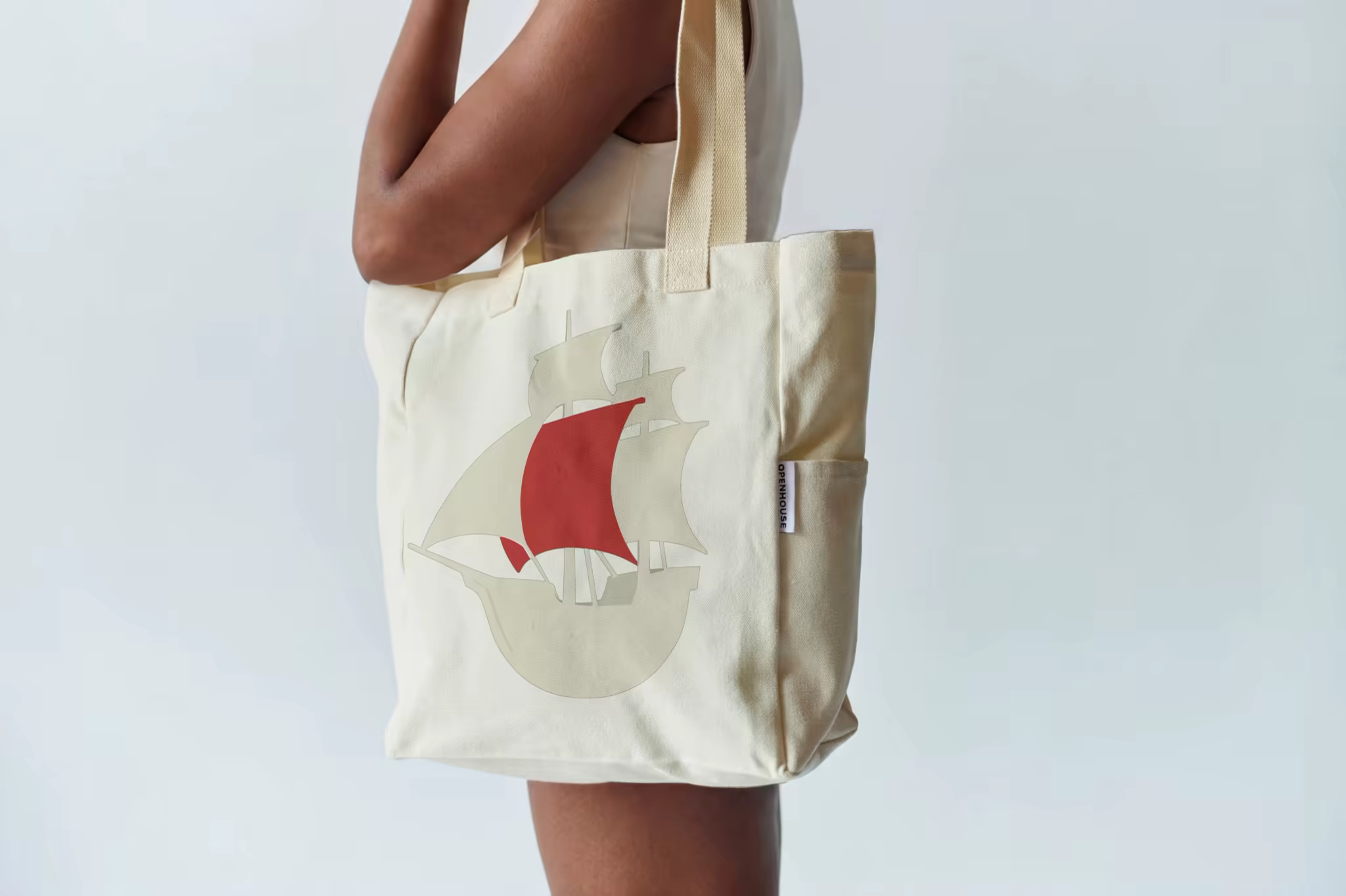 Canvas Tote Mockup Carried Over the Shoulder