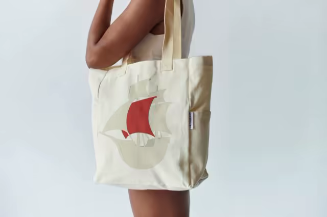 Canvas Tote Mockup Carried Over the Shoulder