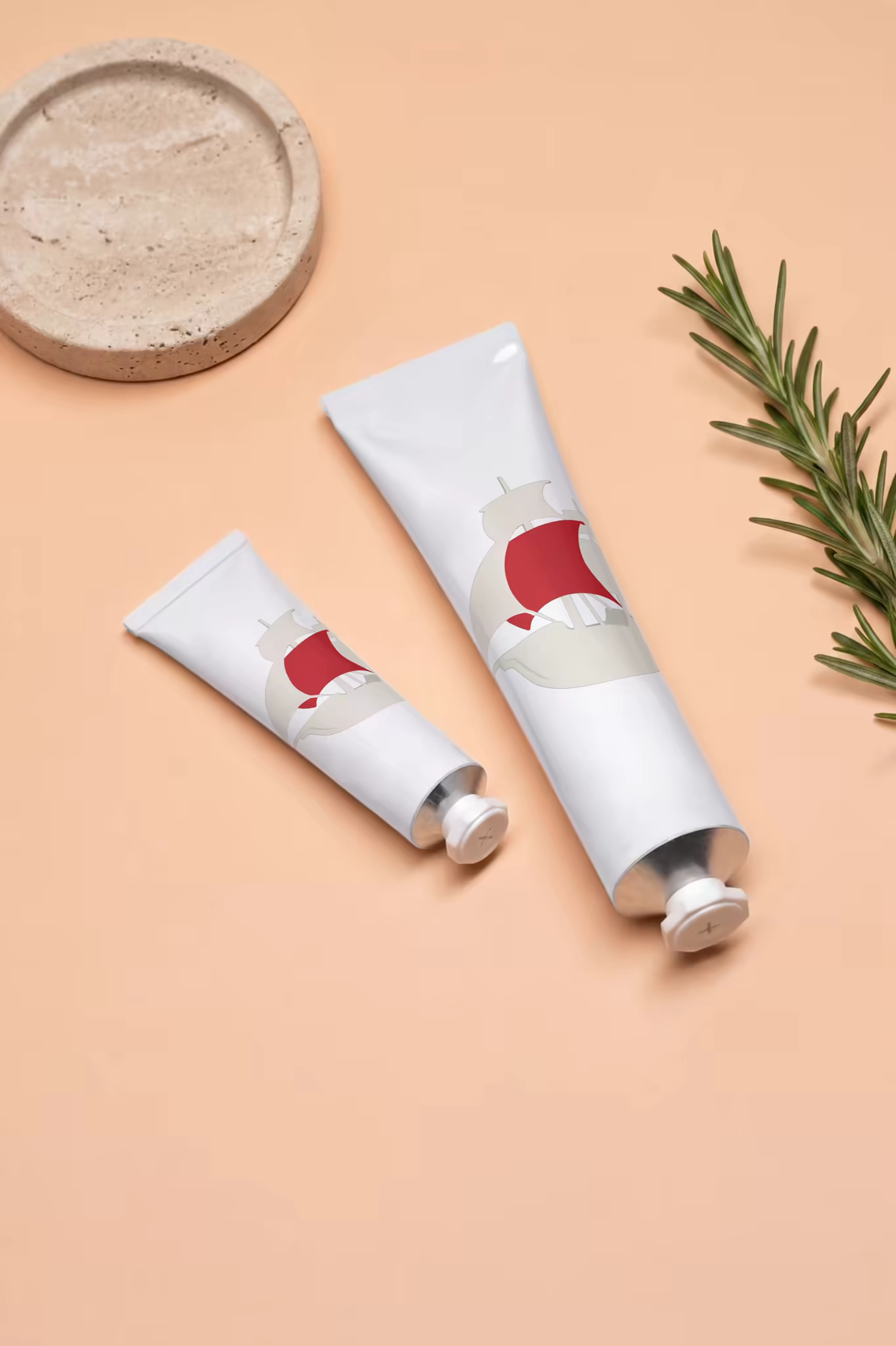 Cosmetic Tube Mockup Duo With Rosemary