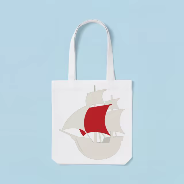 Hanging Tote Bag Mockup on Powder Blue