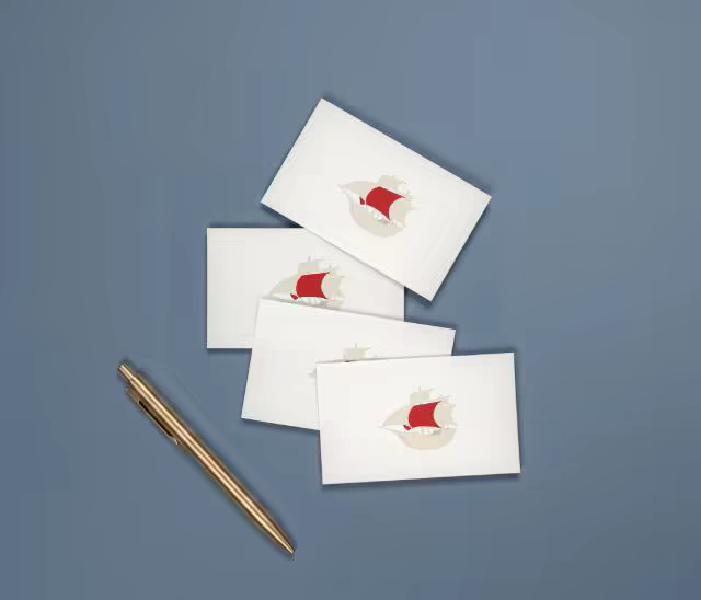 Business Card Mockup Scatter With a Gold Pen