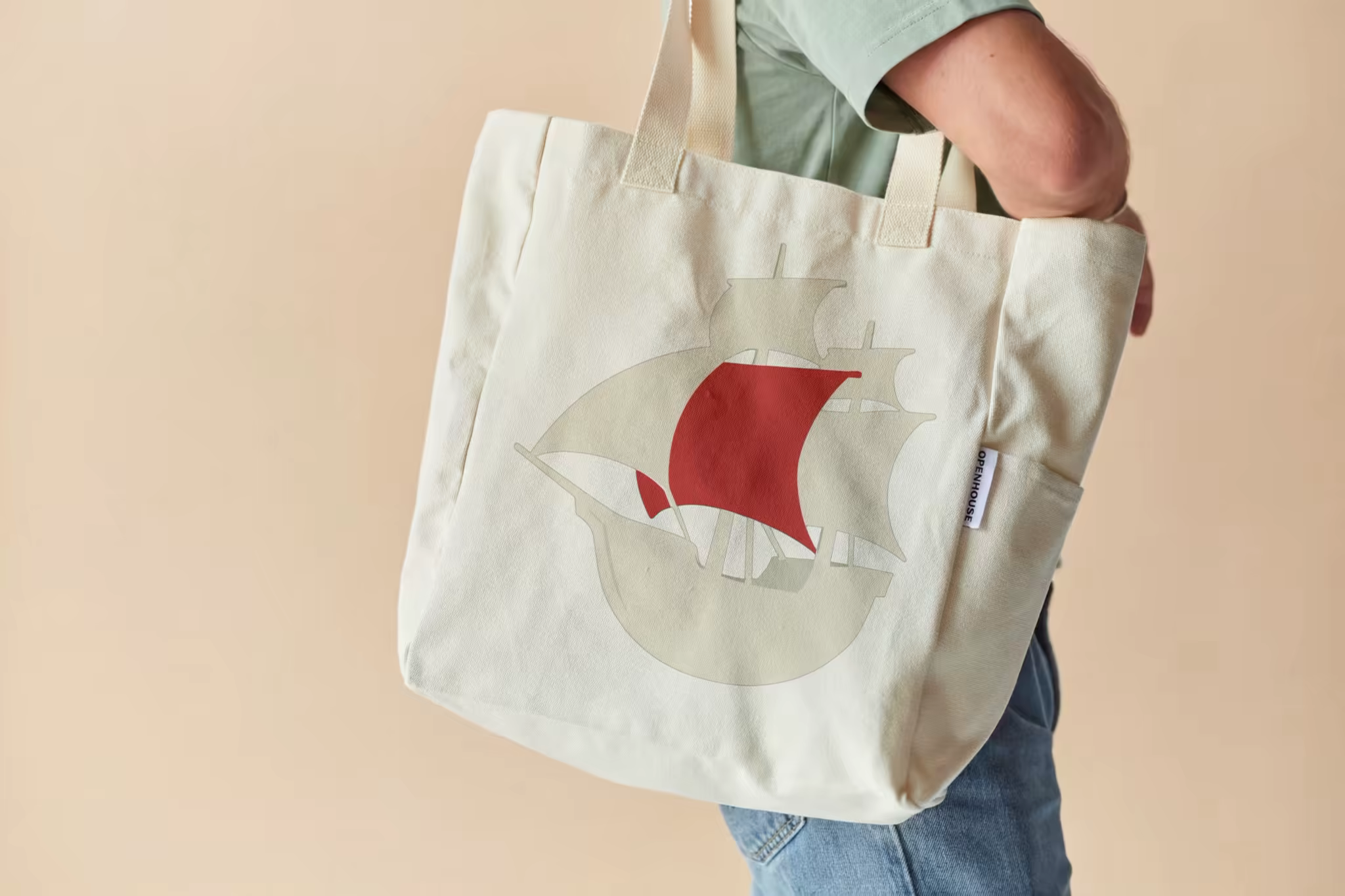 Cotton Tote Bag Mockup Slung on a Shoulder