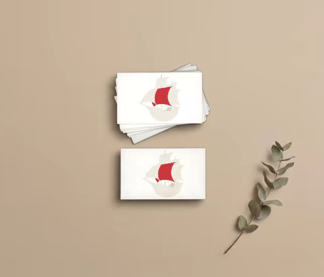 Stacked Business Card Mockup With Eucalyptus