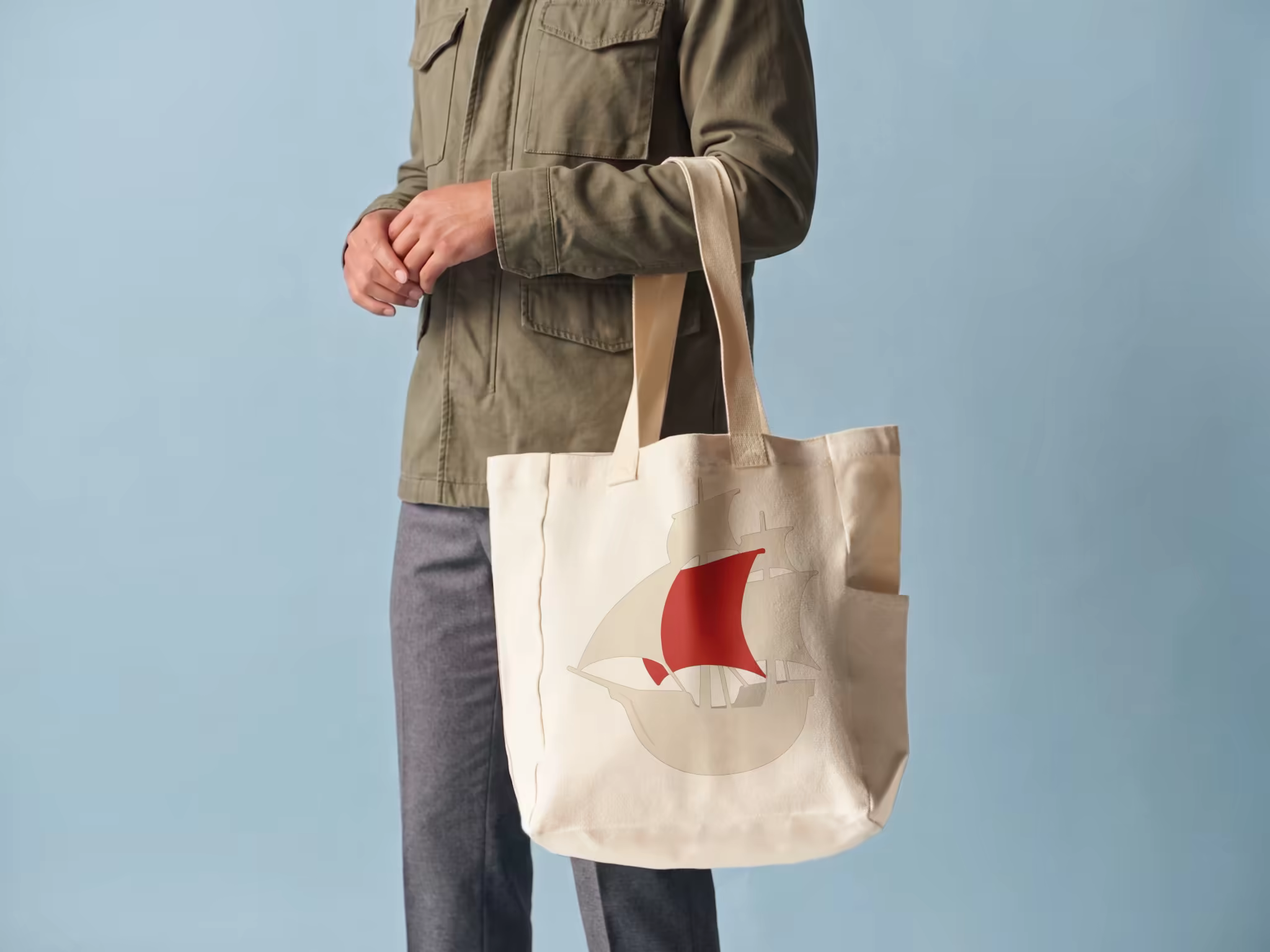 Natural Tote Bag Mockup With a Field Jacket