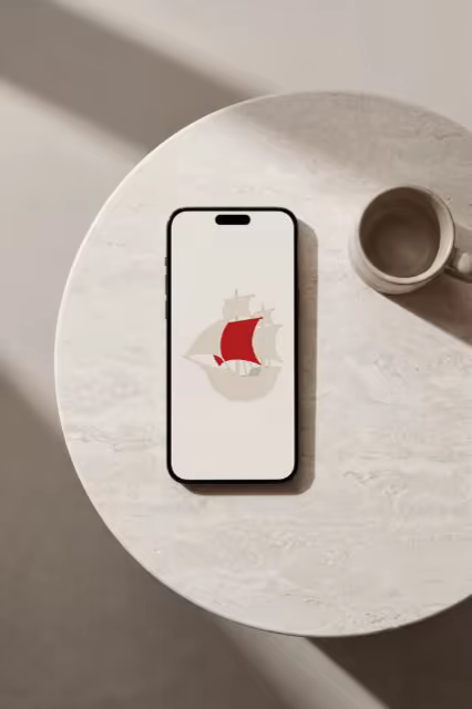 Phone Mockup on a Round Travertine Table