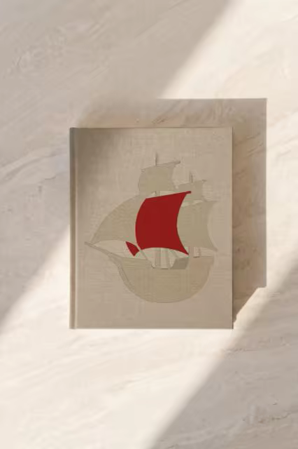 Linen Hardcover Book Mockup on Veined Stone