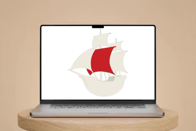 Laptop Screen Mockup on a Round Wood Stool