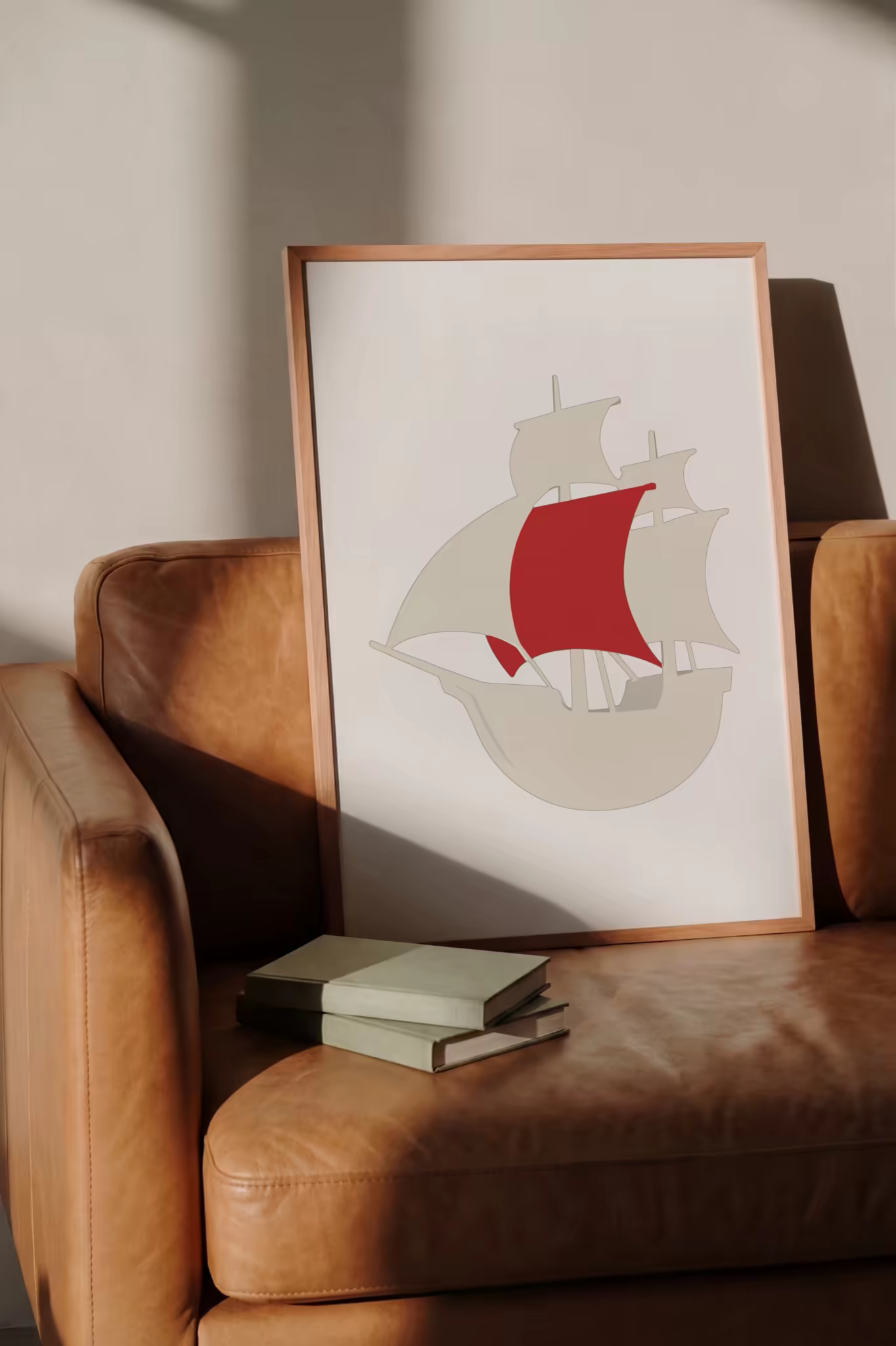 Wood Framed Poster Mockup on a Leather Armchair