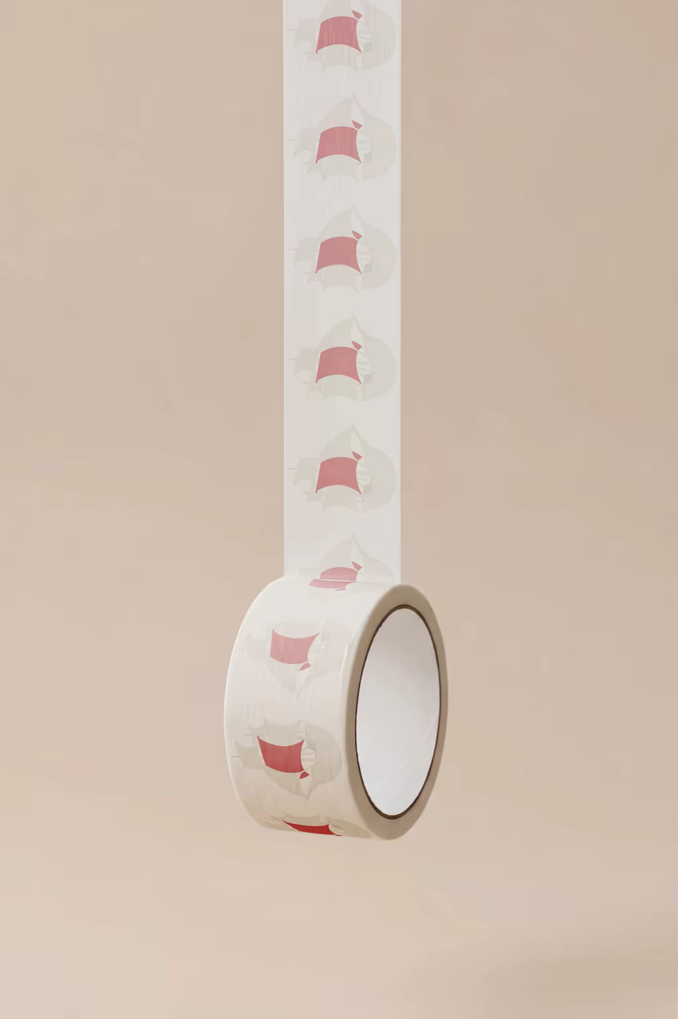 Packing Tape Mockup Unrolling on Warm Beige