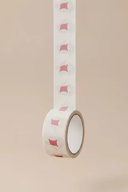 Packing Tape Mockup Unrolling on Warm Beige