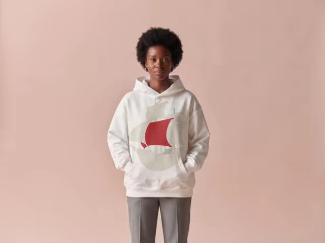Oversized Cream Hoodie Mockup With Hands in Pocket