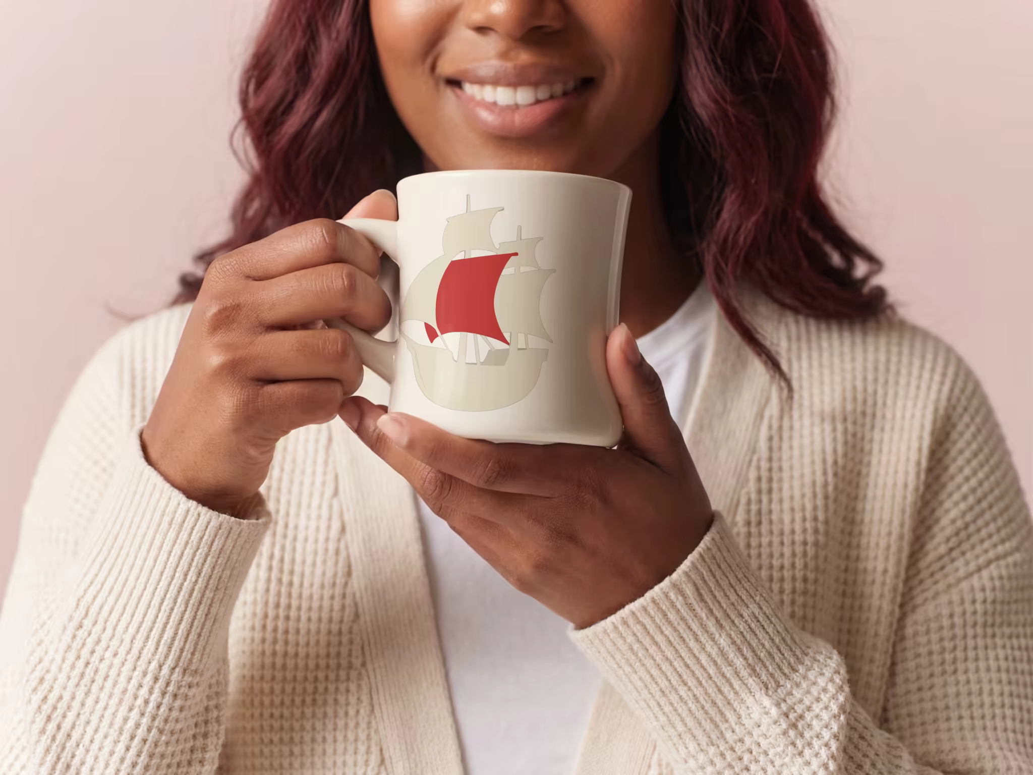 Cream Mug Mockup Held With Both Hands