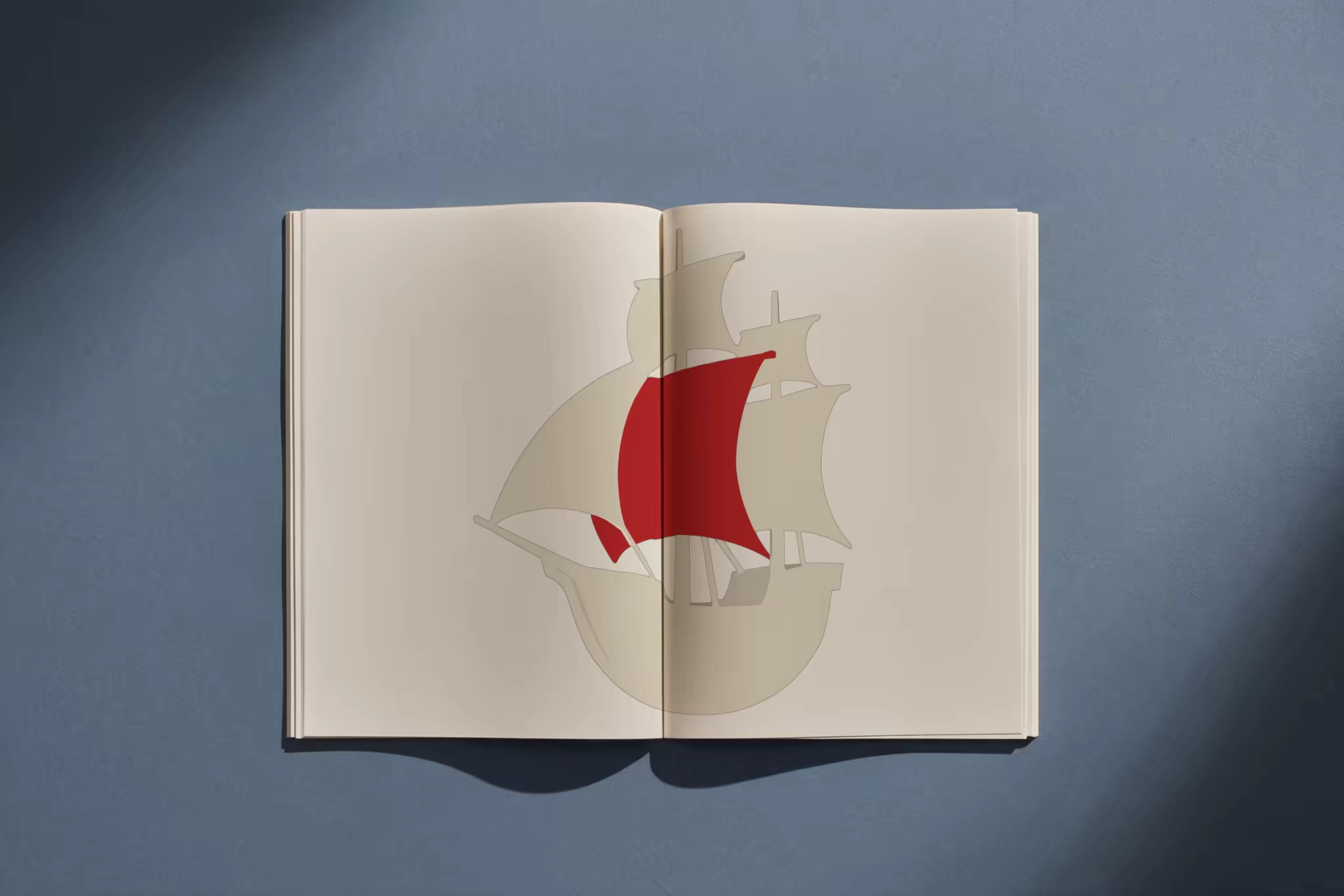 Open Book Spread Mockup on Slate Blue