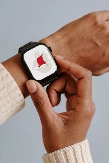 Smartwatch Mockup Worn With a Knit Sweater
