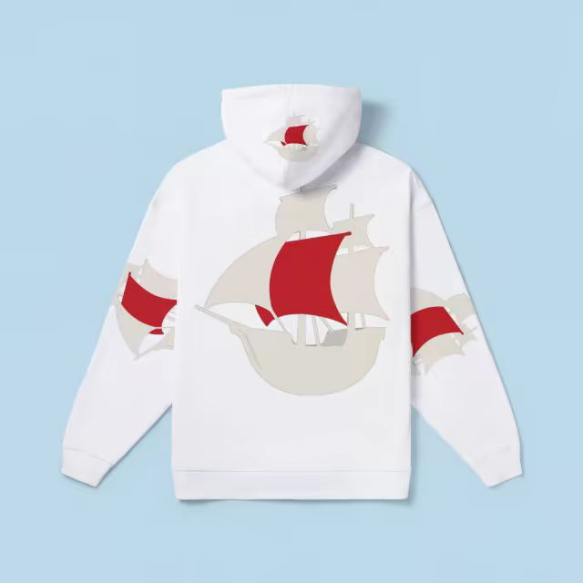White Hoodie Mockup Back View on Pale Blue
