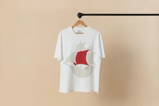 T-Shirt Mockup on a Wooden Hanger and Rail
