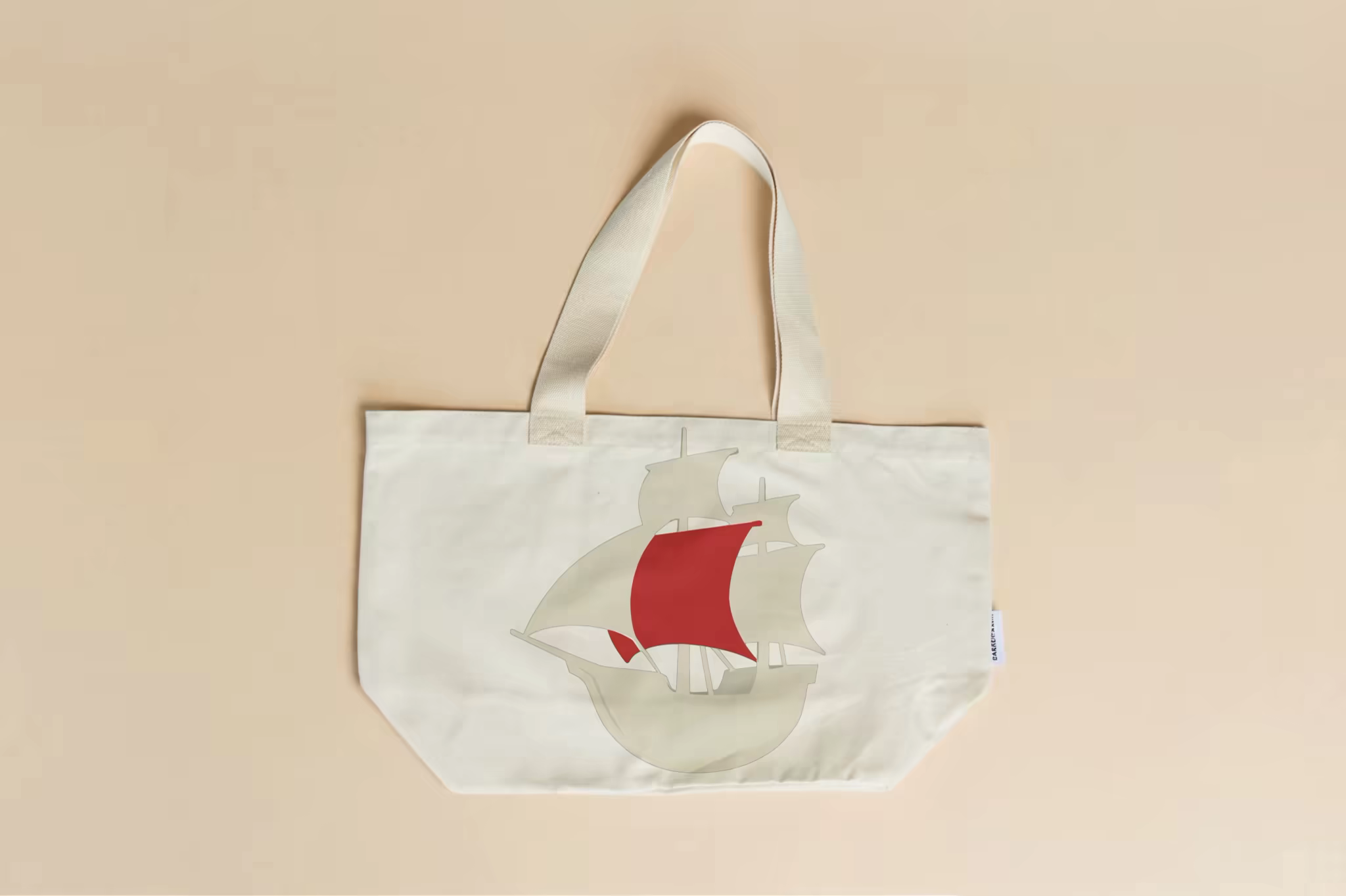 Canvas Tote Bag Mockup Flat on Peach