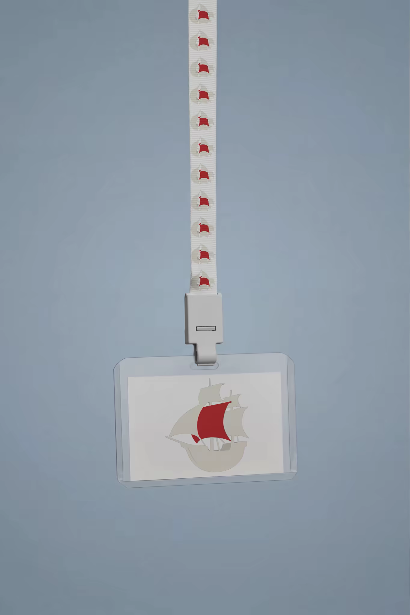 Lanyard Mockup With Badge Holder on Slate Blue