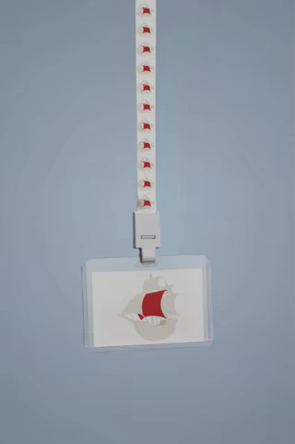 Lanyard Mockup With Badge Holder on Slate Blue
