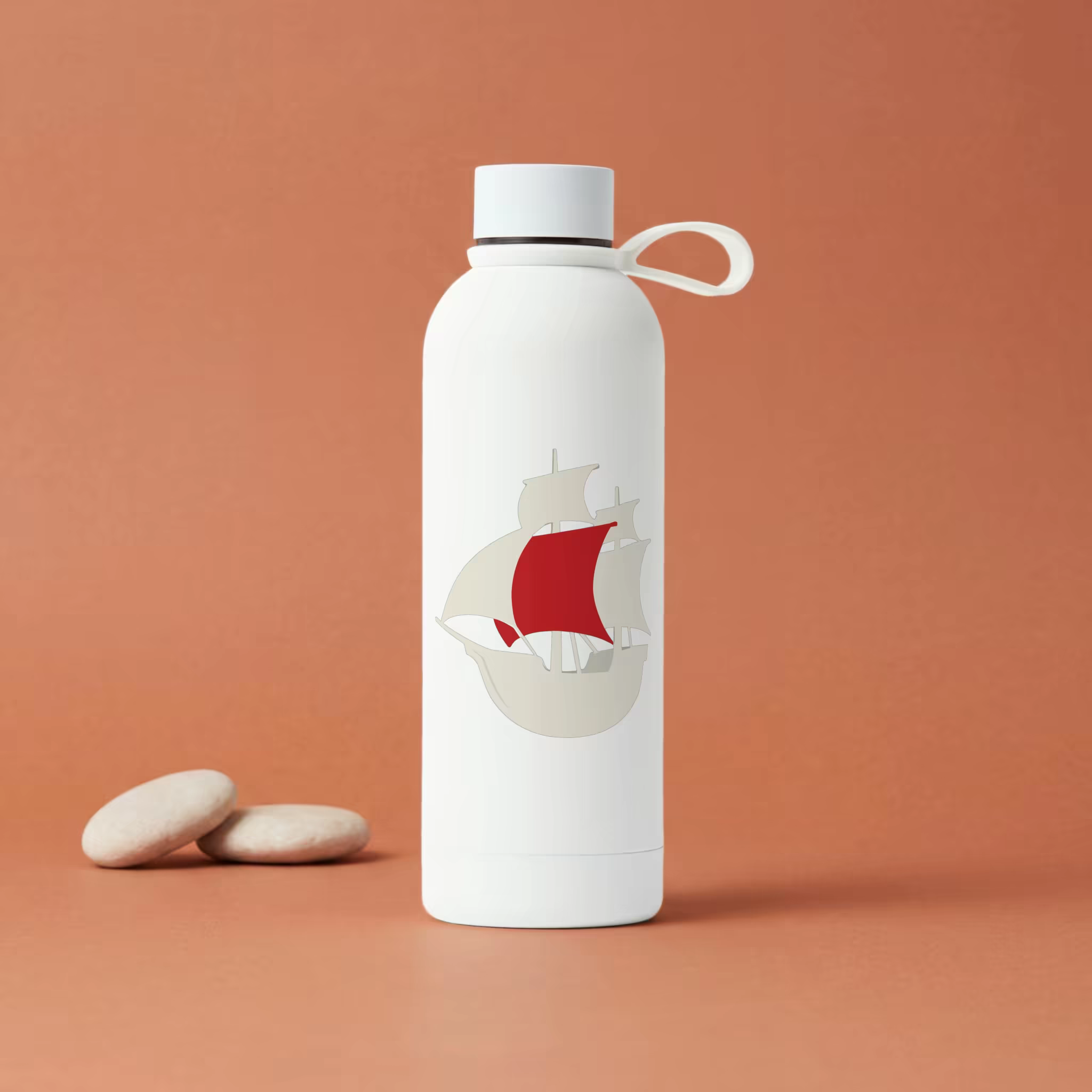 Water Bottle Mockup on a Terracotta Set