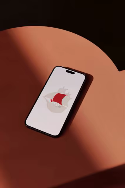 Phone Mockup on a Curved Terracotta Table