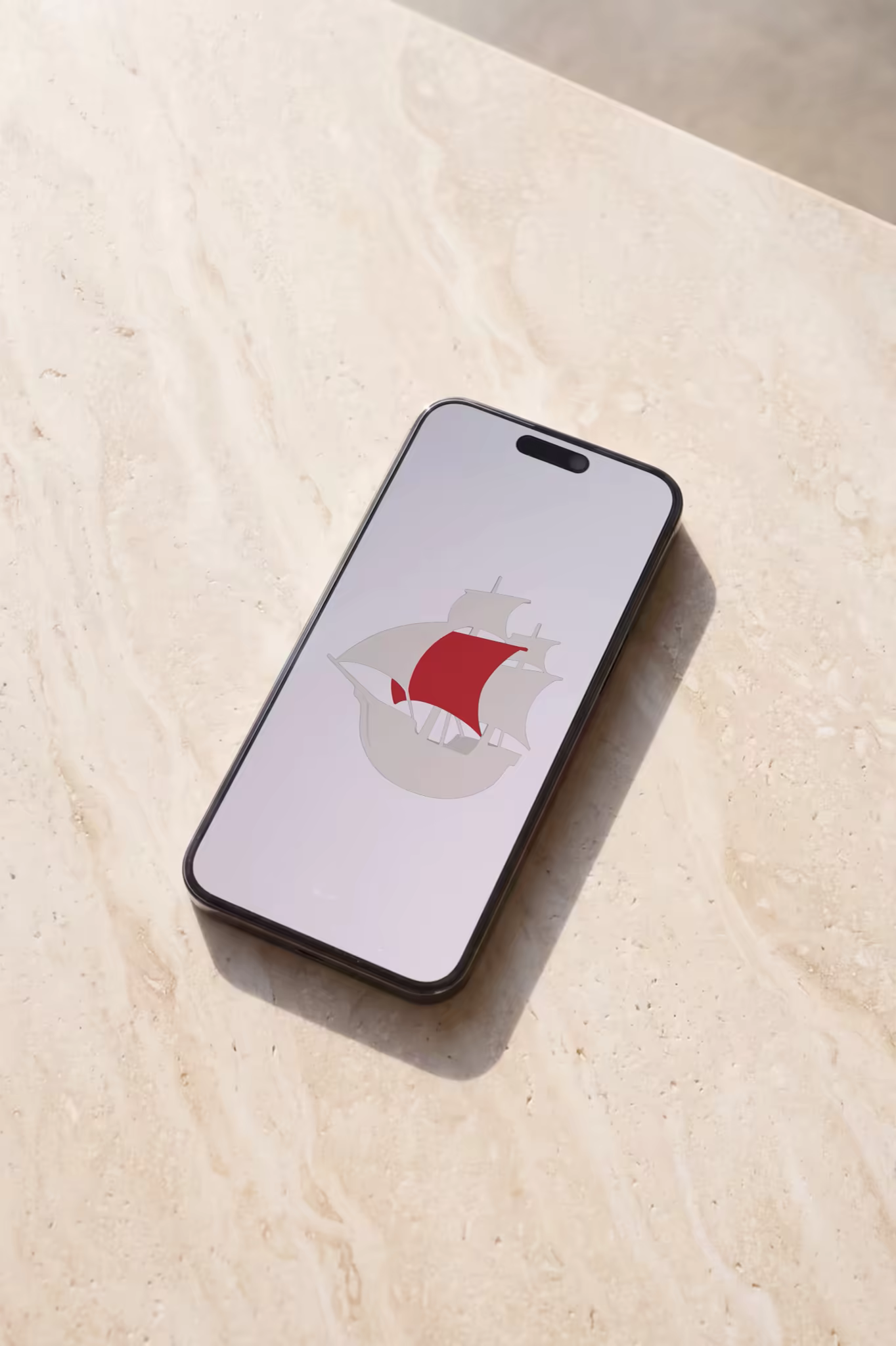 Phone Mockup Face Up on Travertine Stone