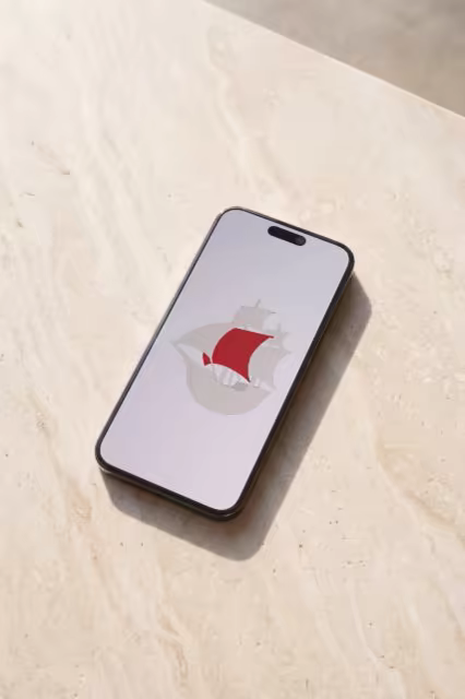 Phone Mockup Face Up on Travertine Stone