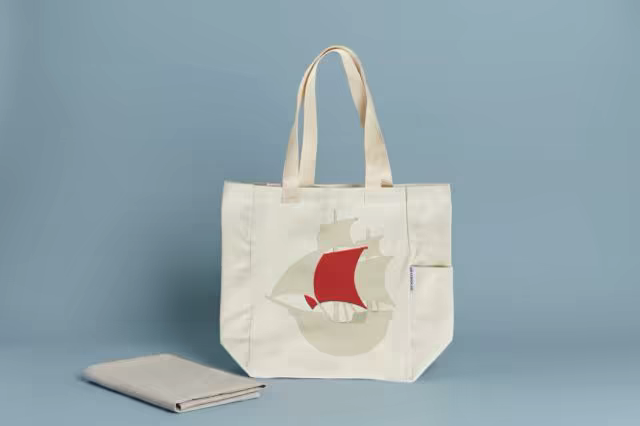 Canvas Tote Bag Mockup on Slate Blue Set