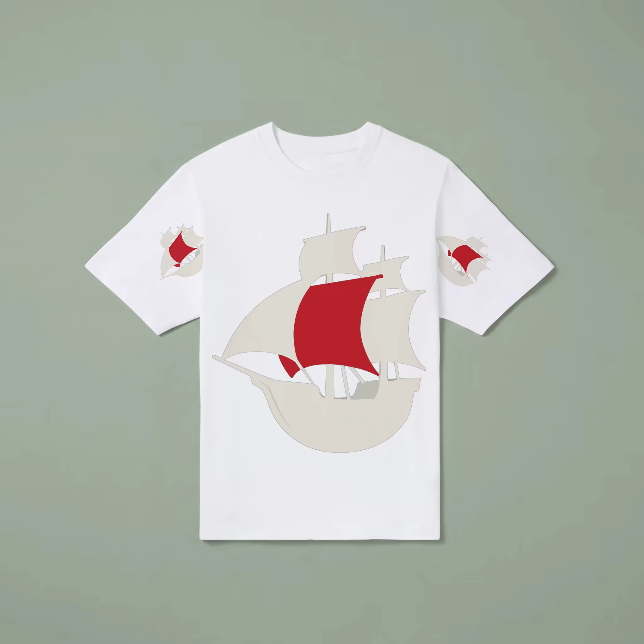 T-Shirt Mockup Laid Flat on Sage Green