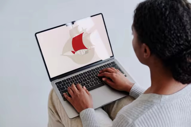 Laptop Mockup Over a Typist's Shoulder