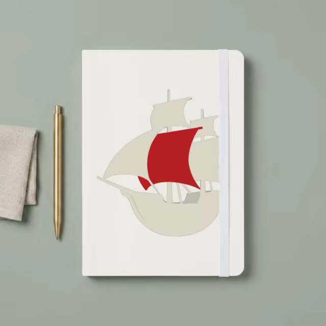 Notebook Mockup With Elastic Band and Brass Pen