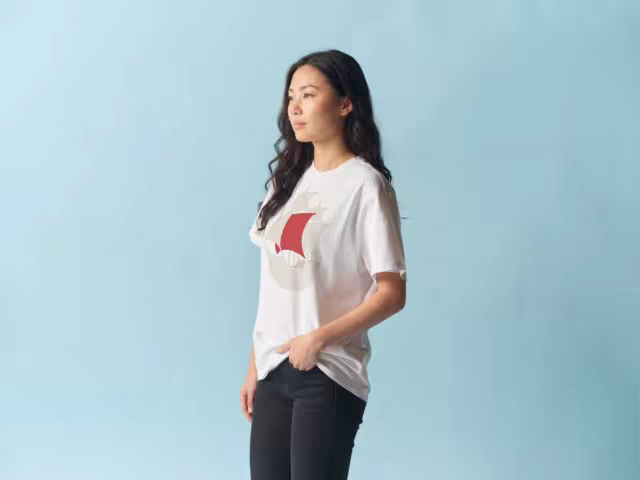 White Tee Mockup on a Model in Profile