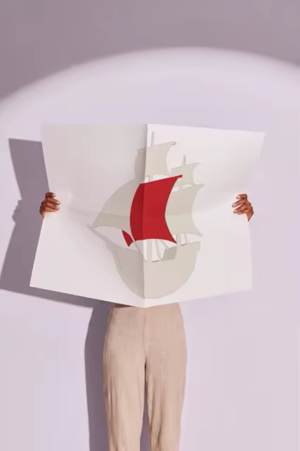 Unfolded Poster Mockup Held Under a Spotlight