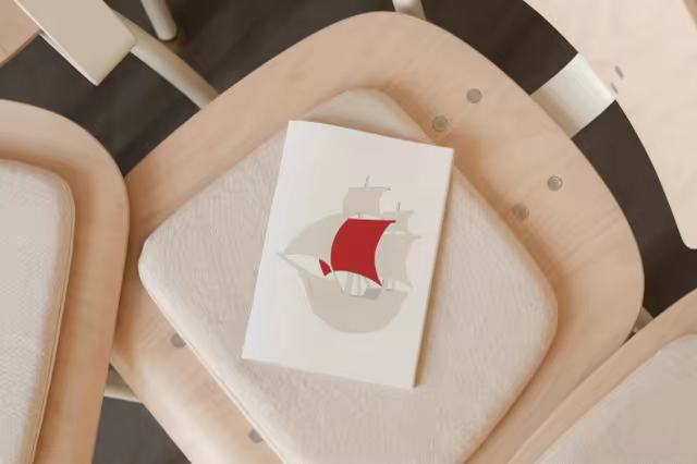 Softcover Book Mockup on a Birch Chair Seat