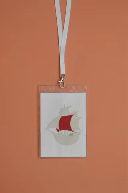 Lanyard Badge Holder Mockup on a Terracotta Wall