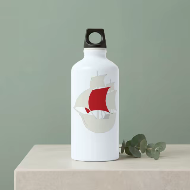 Aluminum Water Bottle Mockup With Eucalyptus
