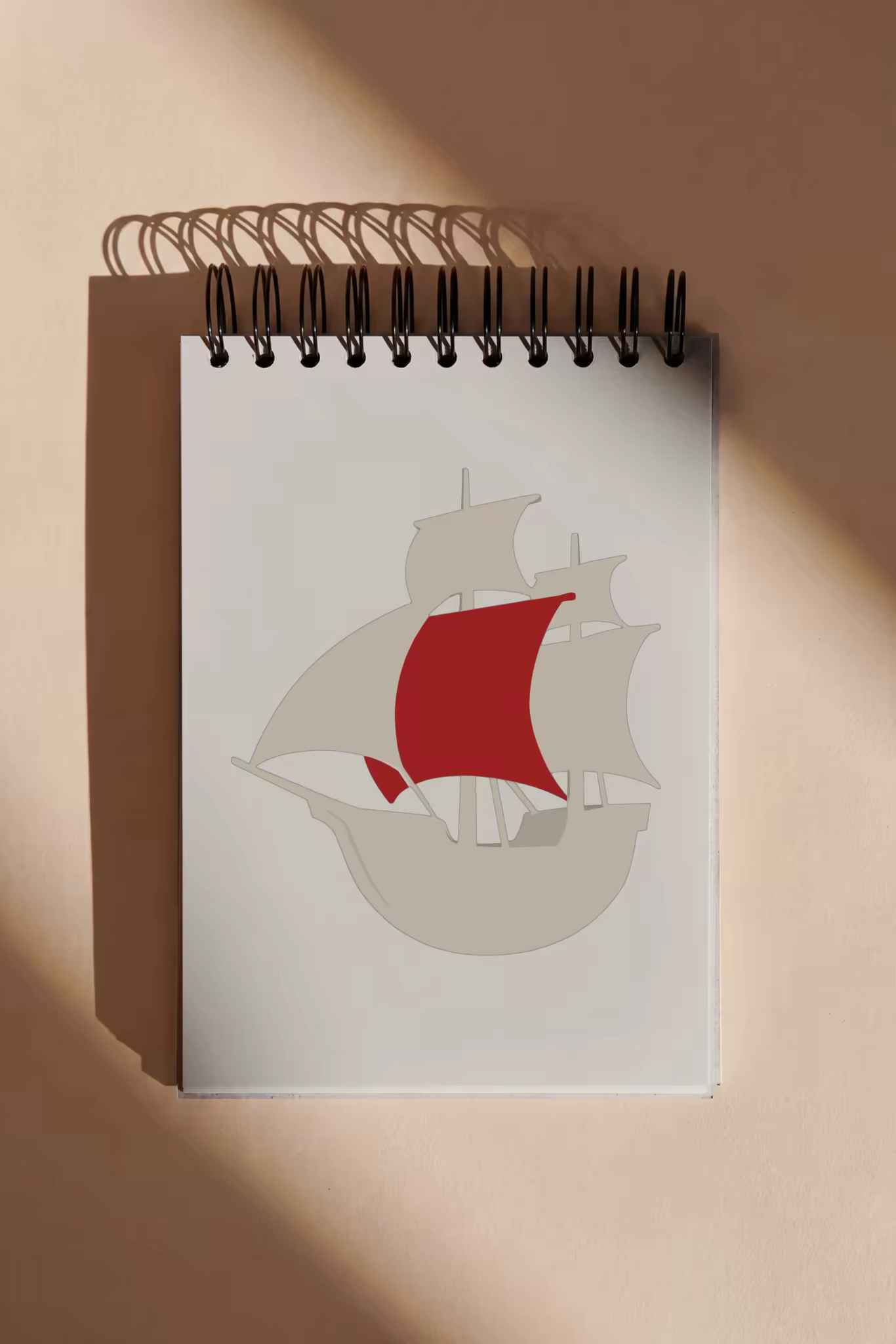 Spiral Notepad Mockup on a Warm Beige Desk