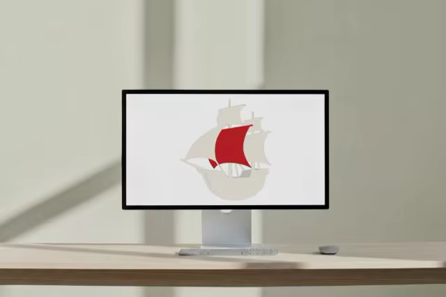 Desktop Monitor Mockup on a Light Wood Desk