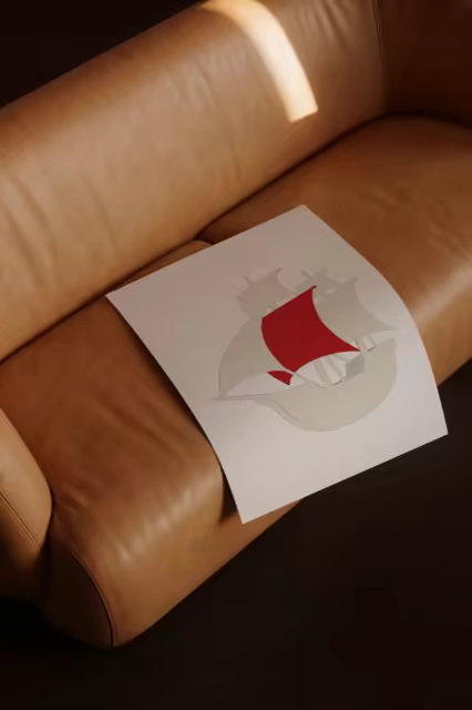 Poster Print Mockup on a Tan Leather Sofa