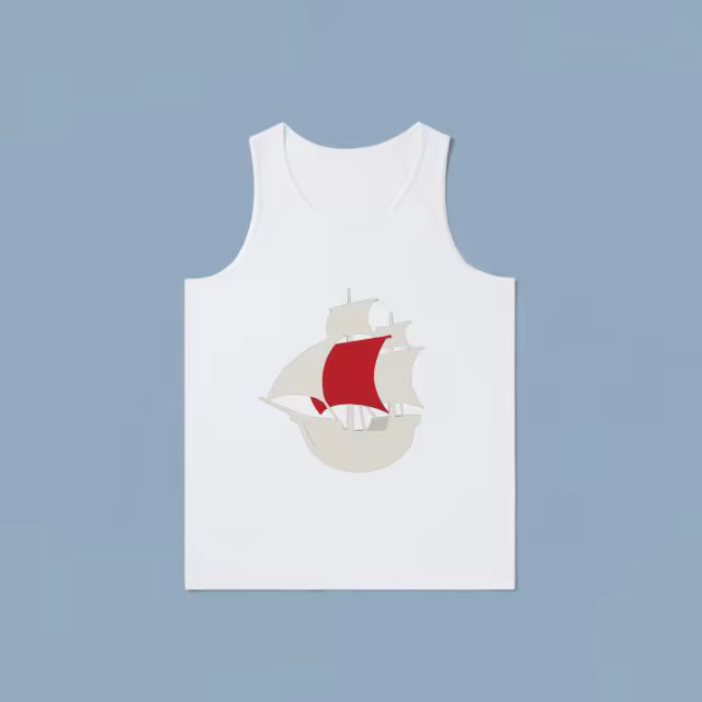 White Tank Top Mockup on a Dusty Blue Backdrop