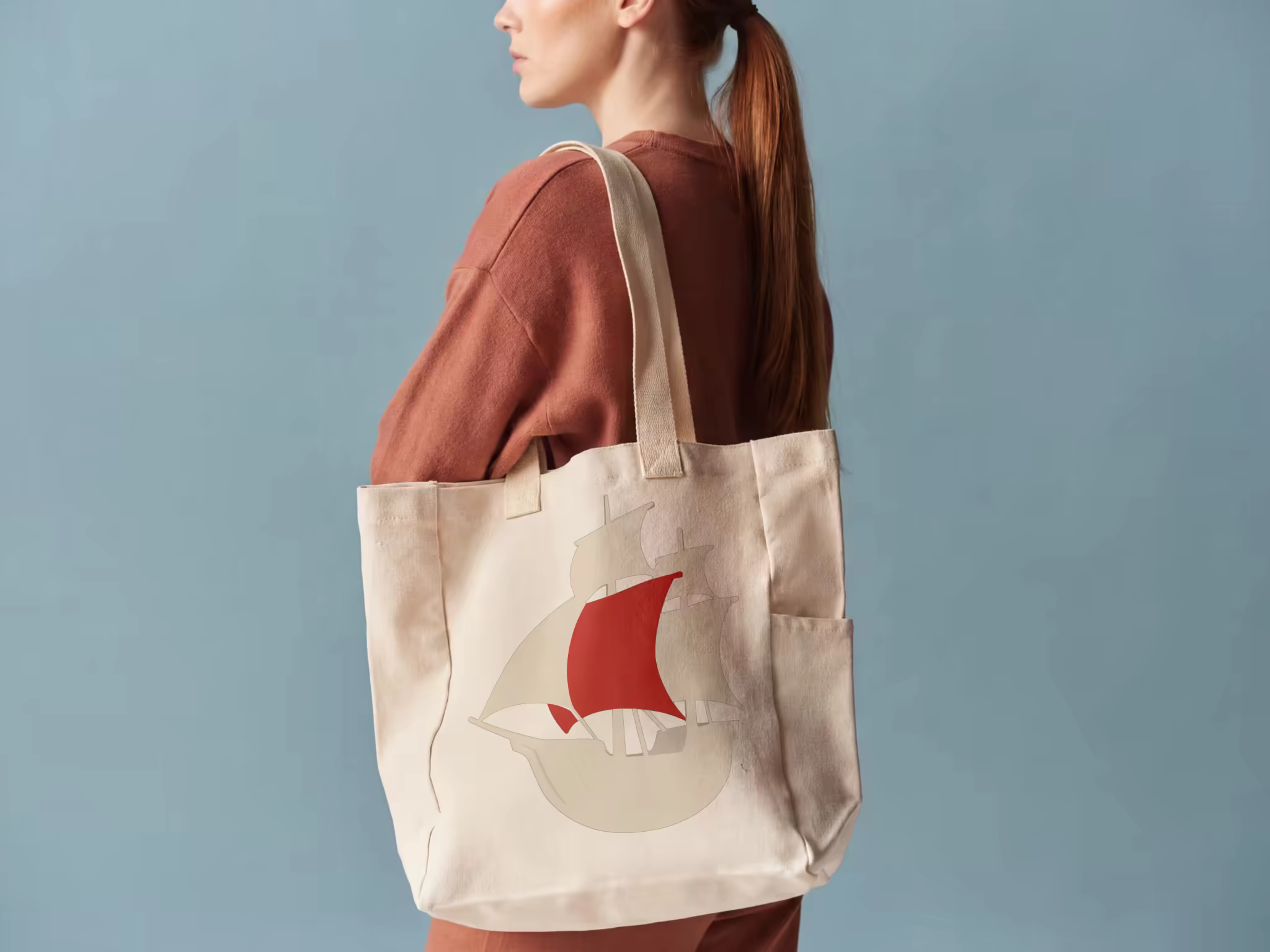 Canvas Tote Bag Mockup Carried on the Shoulder