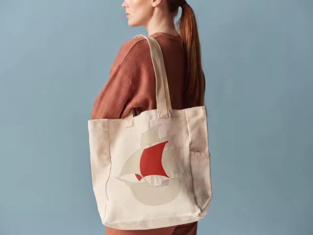 Canvas Tote Bag Mockup Carried on the Shoulder