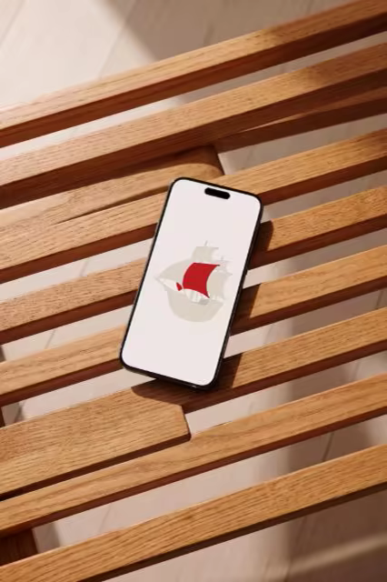 Phone Mockup Resting on Wooden Bench Slats
