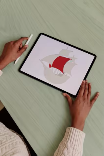 Tablet Mockup With Stylus on a Sage Green Table