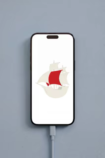 Charging Phone Mockup on a Powder Blue Wall