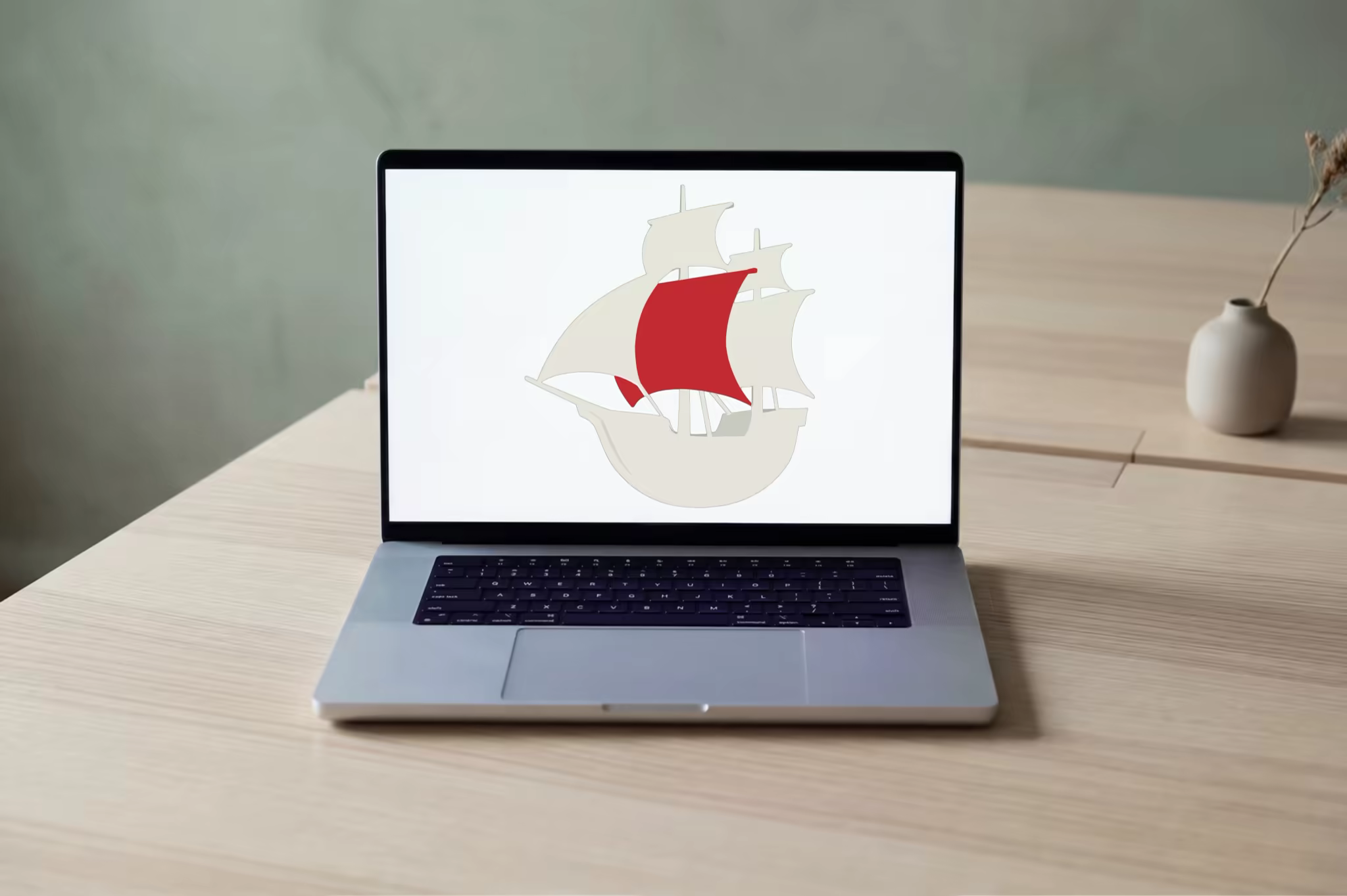 Laptop Mockup Open on a Light Wood Desk